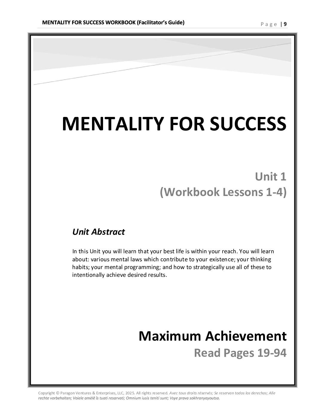 Mentality For Success Workbook Facilitator Guide - Image 5